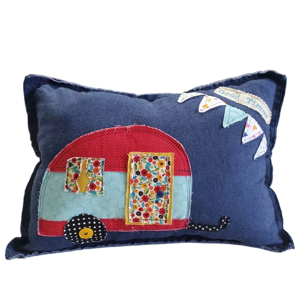 Homecrafted Colorful Camper Decorative Accent Pillow New